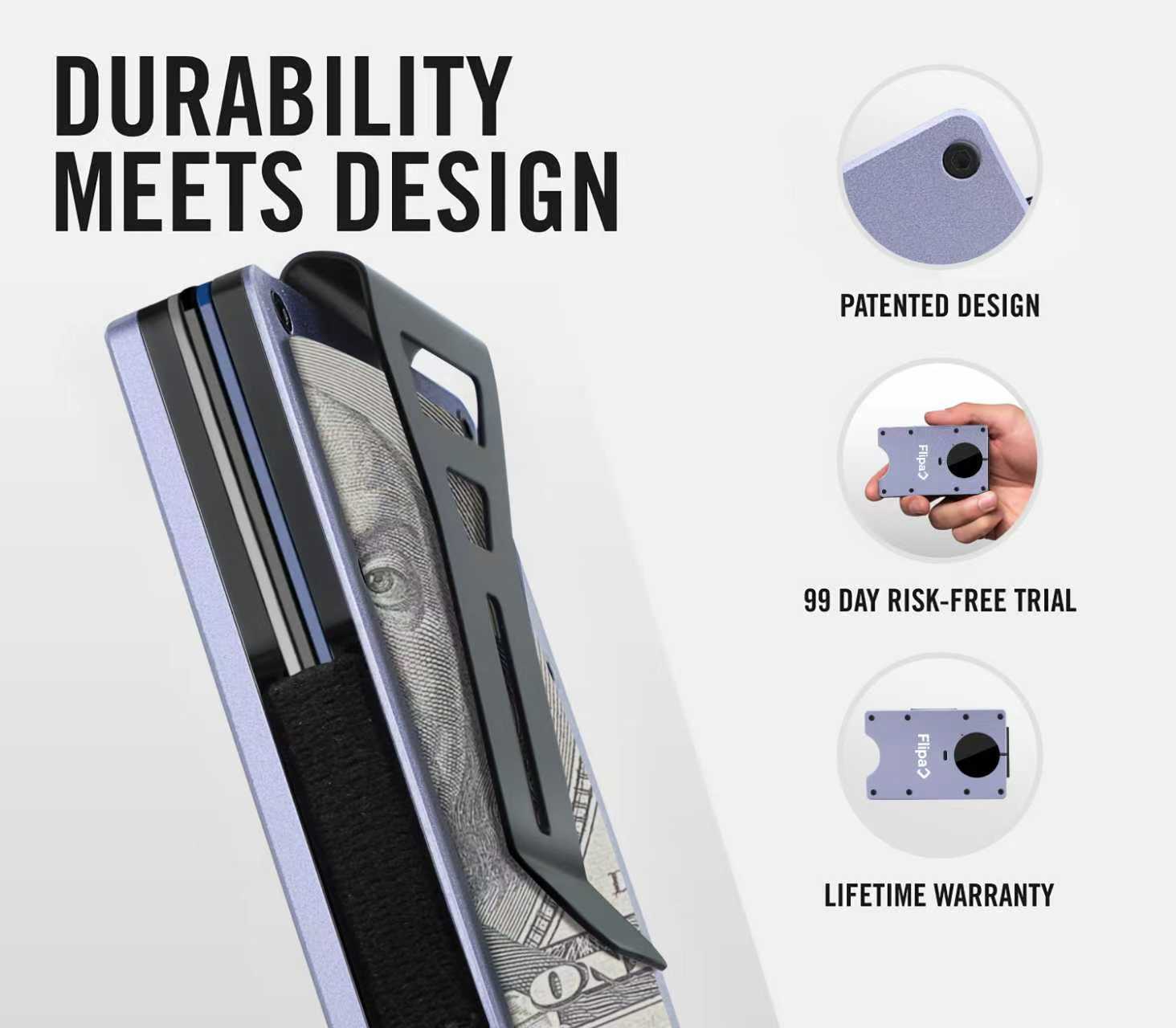 ארנק flipaa find my מתכת שחור