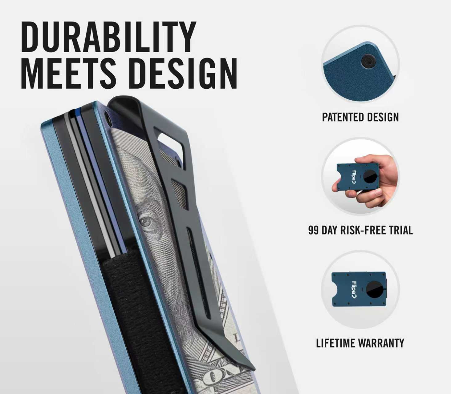 ארנק flipaa find my מתכת שחור